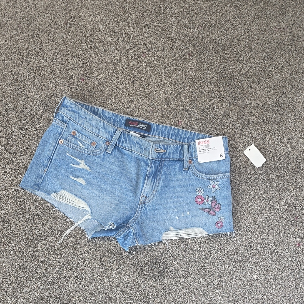 Coca Cola Aero Blue Jean Shorts Distressed Denim
